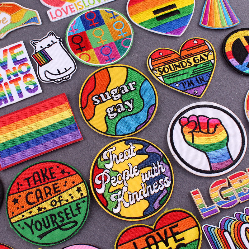 Velcro Sew On - Rainbow แพทช์บนเสื้อผ้าเกย์ Pride LGBT Patch เหล็กบนแพทช์สําหรับเสื้อผ้าลาย