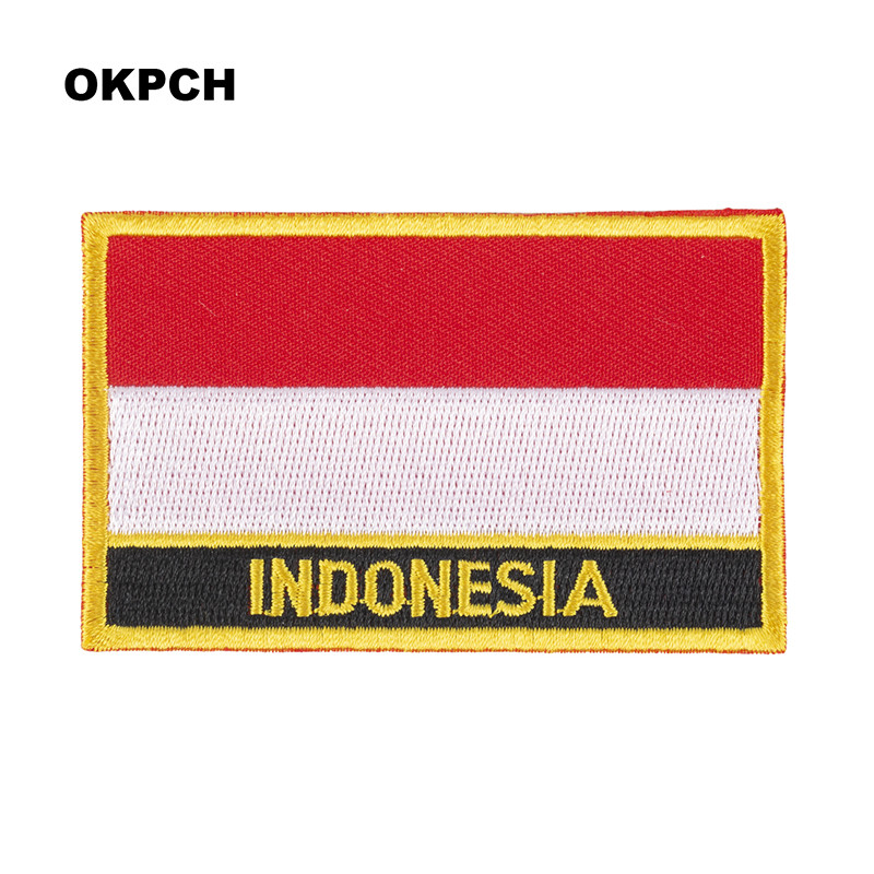 Sewing Indonesia - แพทช์เย็บปักถักร้อยธงอินโดนีเซียเหล็กบนเลื่อยบนแพทช์โอนการใช้งานการเย็บผ้าสําหรับเสื้อผ้าในบ้านและสวน