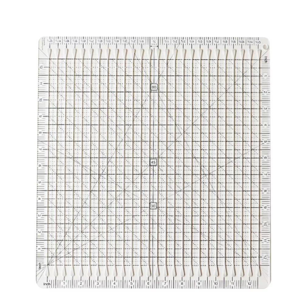 Quilting Ruler Square - ไม้บรรทัดตัดผ้าอะคริลิค 5-in-1 สำหรับงานควิลท์ พร้อมสเกลที่อ่านง่าย มีร่องสำหรับงานควิลท์ แบบสี่เหลี่ยมใส