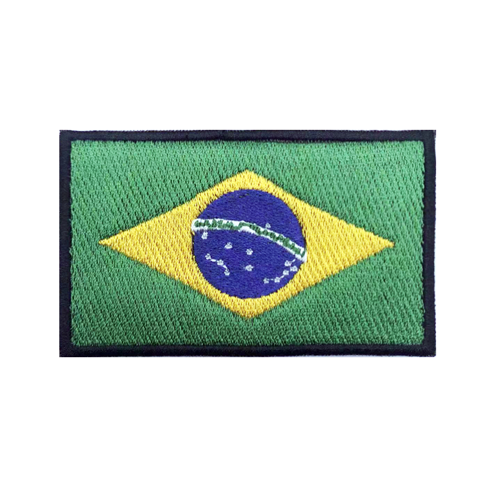 Velcro Sew On - ธงบราซิลบราซิลแพทช์ Armband แพทช์ปัก Hook & LOOP