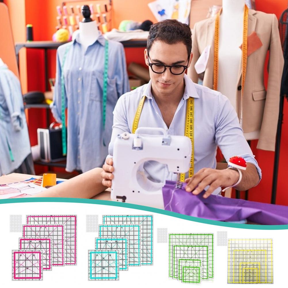 Quilting Ruler Square - 4 ชิ้นอะคริลิคไม้บรรทัด Quilting สแควร์ไม้บรรทัด Quilting Patchwork