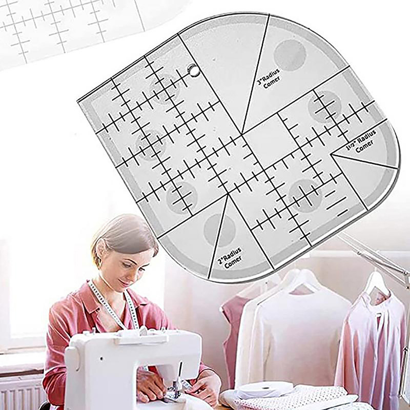 Quilting Ruler Square - เครื่องตัดมุมโค้งไม้บรรทัดผ้านวมอะคริลิคเย็บไม้บรรทัดรอบขอบเย็บแม่แบบ Patchwork เครื่องมือเย็บ Patchwork ไม้บรรทัด