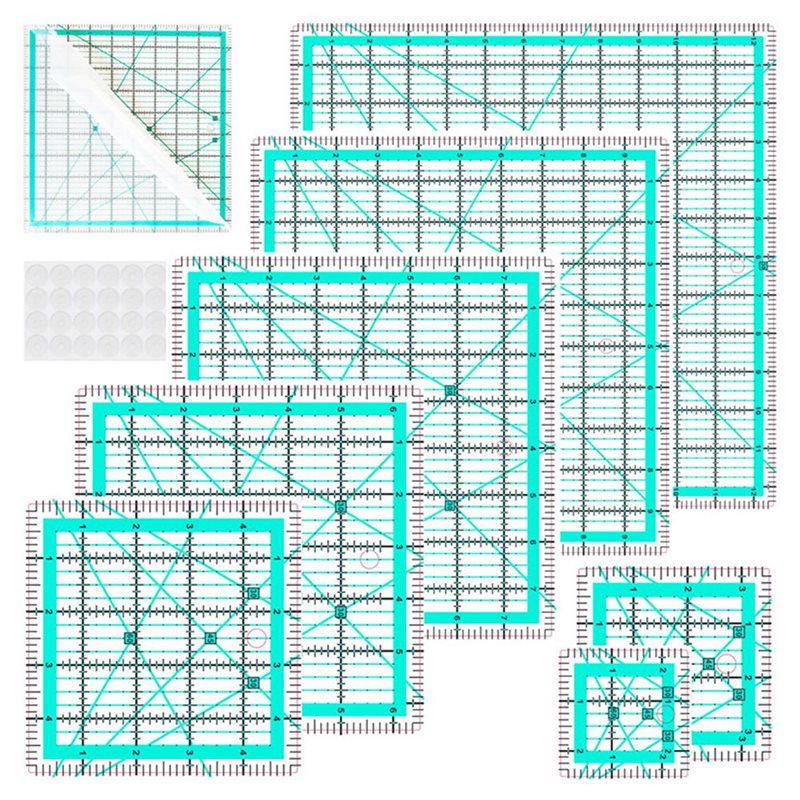 A25F-บลู ไม้บรรทัดวัดคอเสื้อ 7 - Quilting Ruler Square บทวิจารณ์และราคา